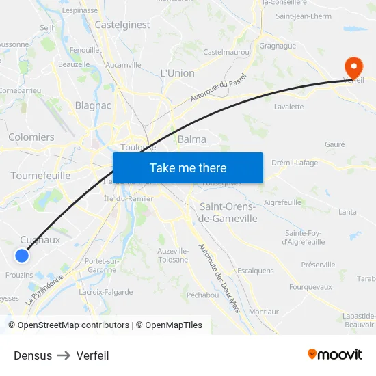 Densus to Verfeil map