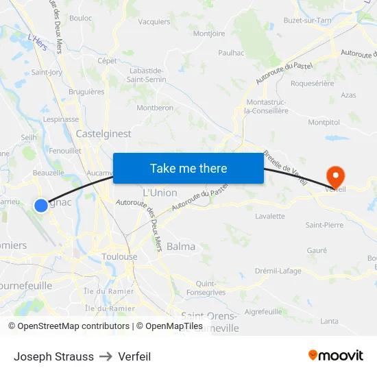 Joseph Strauss to Verfeil map