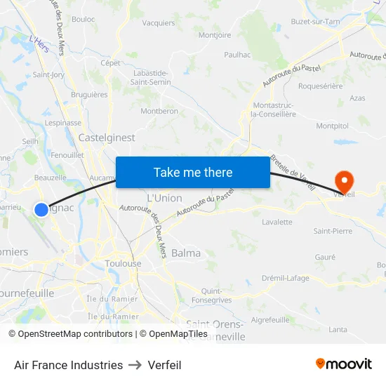 Air France Industries to Verfeil map