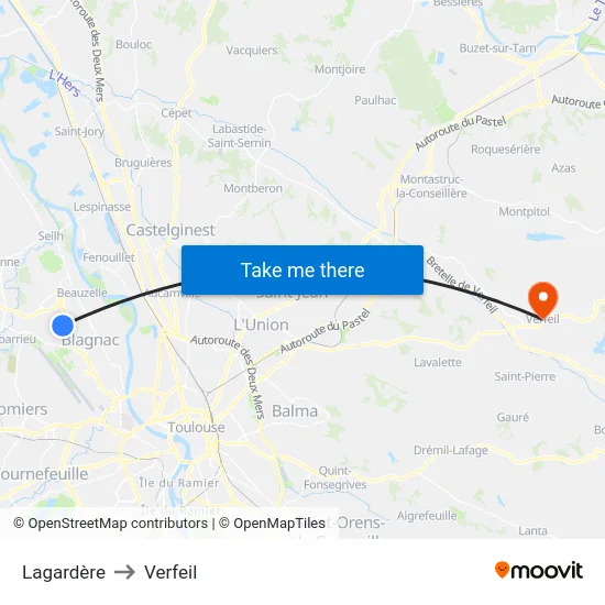 Lagardère to Verfeil map