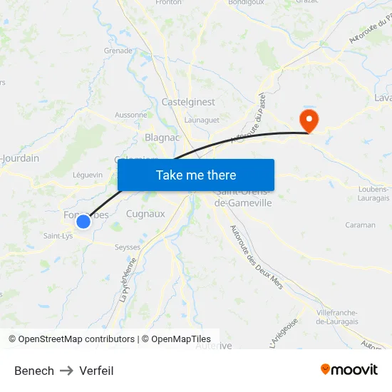 Benech to Verfeil map