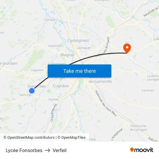 Lycée Fonsorbes to Verfeil map