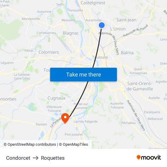 Condorcet to Roquettes map