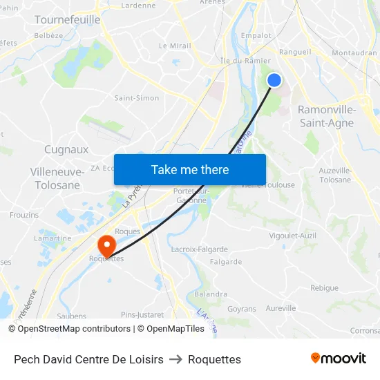 Pech David Centre De Loisirs to Roquettes map