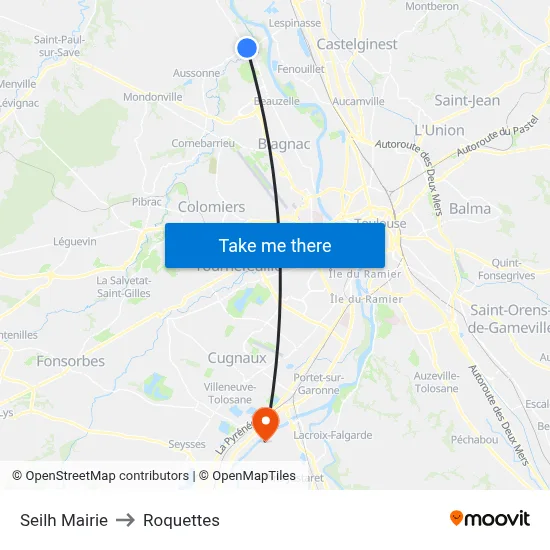 Seilh Mairie to Roquettes map