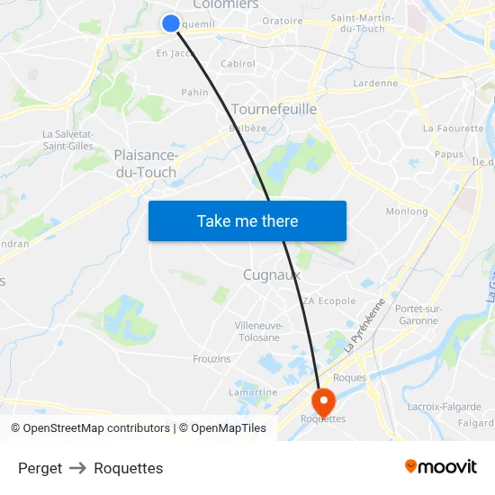 Perget to Roquettes map