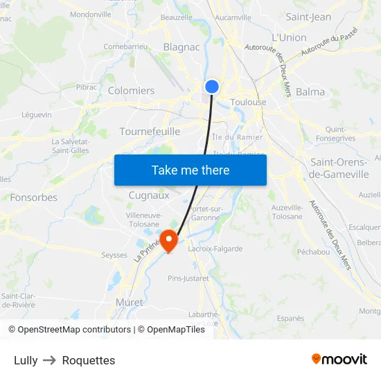 Lully to Roquettes map