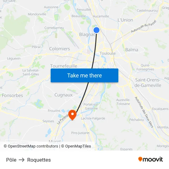 Pôle to Roquettes map