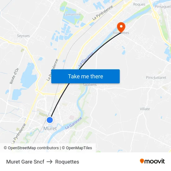 Muret Gare Sncf to Roquettes map