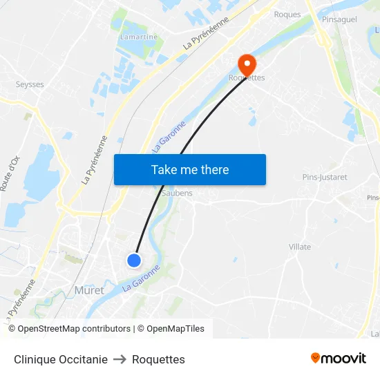 Clinique Occitanie to Roquettes map