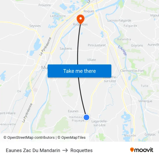 Eaunes Zac Du Mandarin to Roquettes map