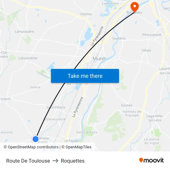 Route De Toulouse to Roquettes map