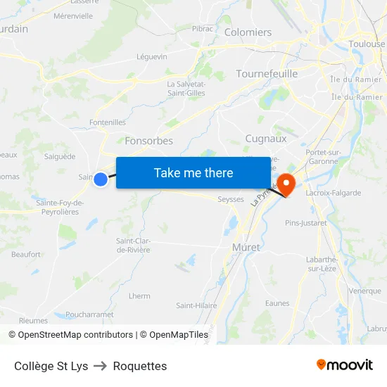 Collège St Lys to Roquettes map