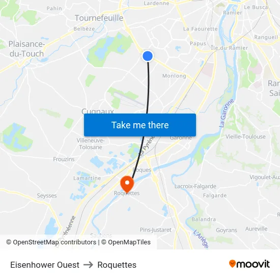 Eisenhower Ouest to Roquettes map