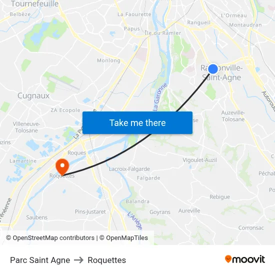 Parc Saint Agne to Roquettes map