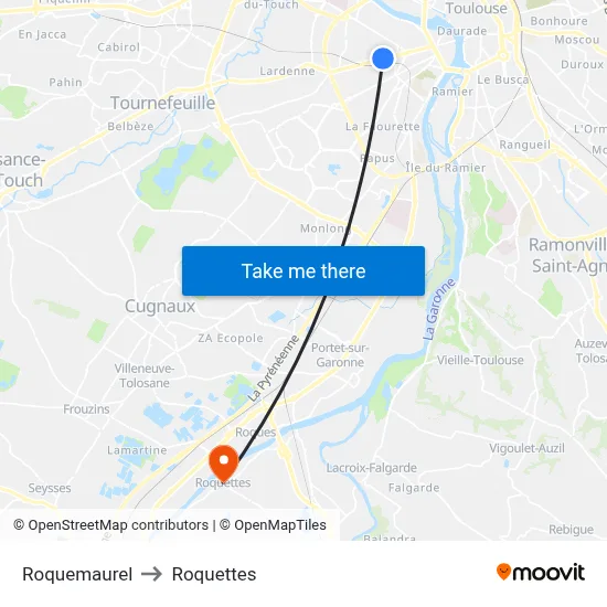 Roquemaurel to Roquettes map