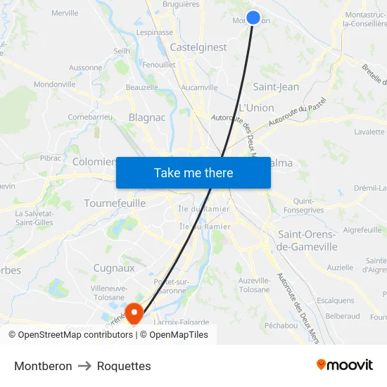 Montberon to Roquettes map