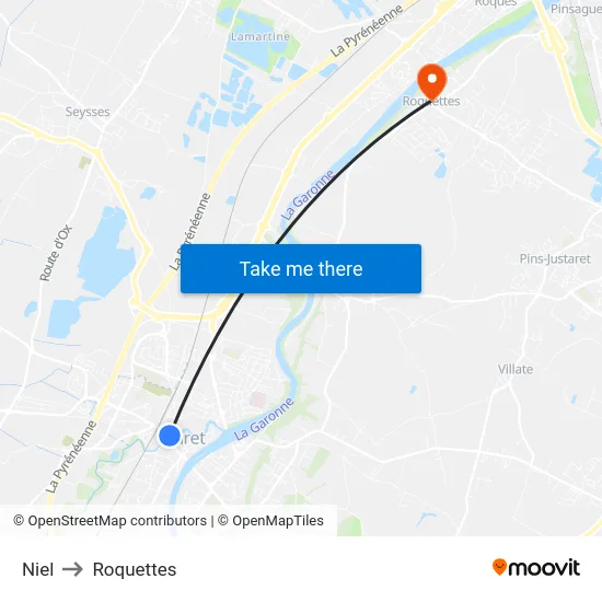 Niel to Roquettes map