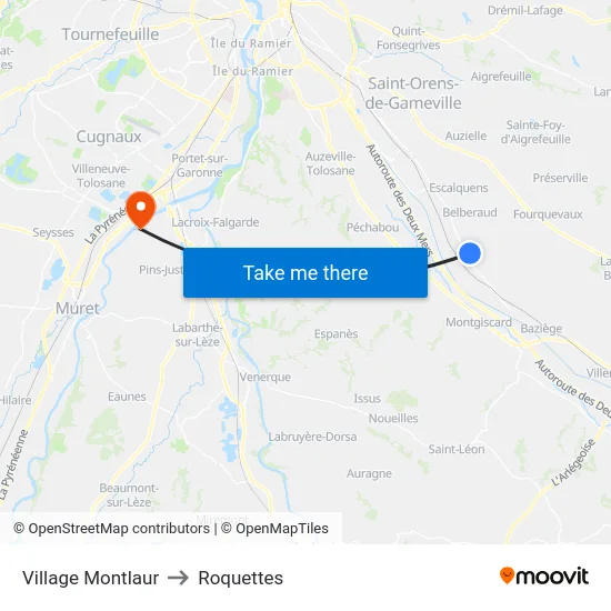 Village Montlaur to Roquettes map