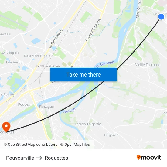 Pouvourville to Roquettes map