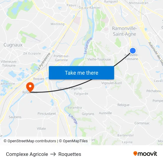 Complexe Agricole to Roquettes map