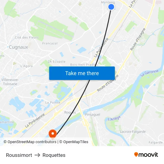 Roussimort to Roquettes map