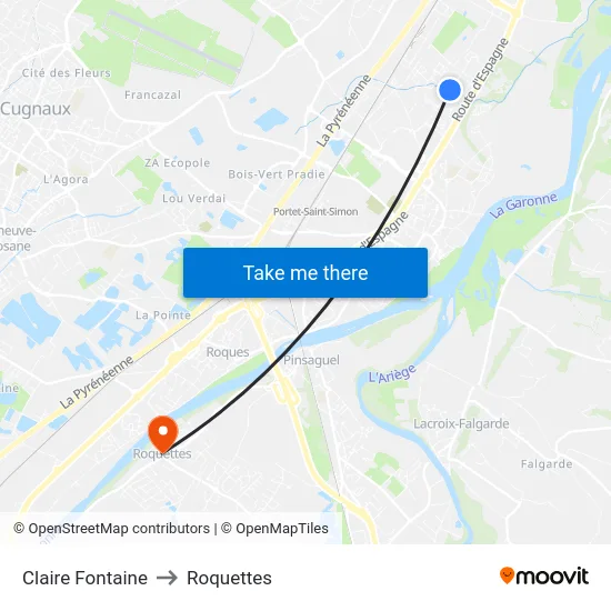 Claire Fontaine to Roquettes map
