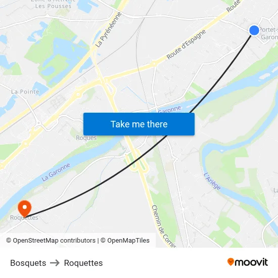 Bosquets to Roquettes map