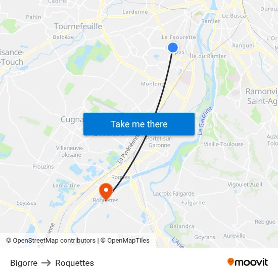 Bigorre to Roquettes map