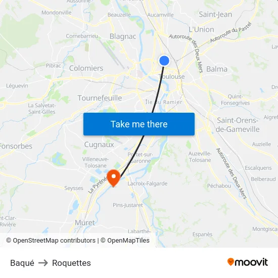 Baqué to Roquettes map