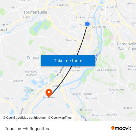 Touraine to Roquettes map