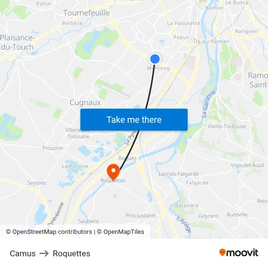 Camus to Roquettes map