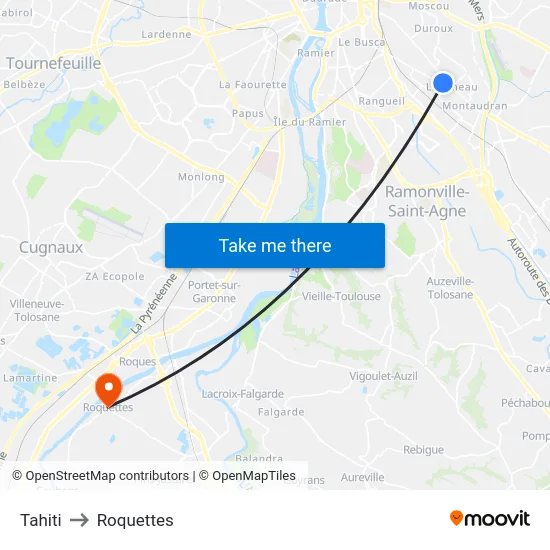 Tahiti to Roquettes map