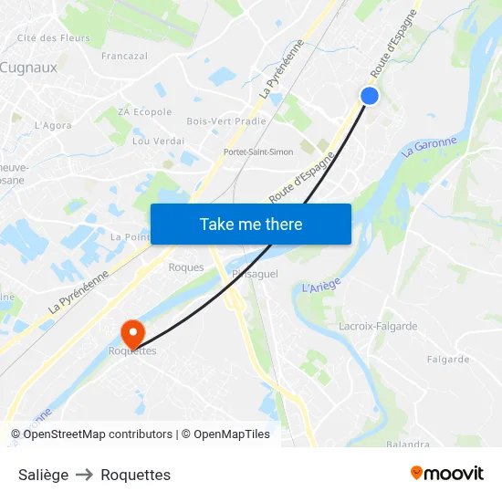 Saliège to Roquettes map