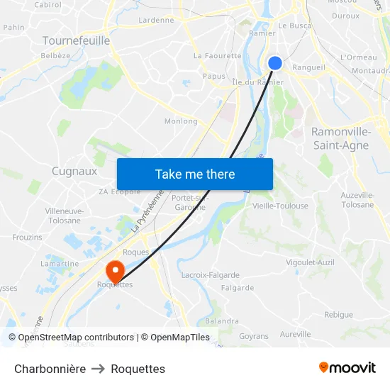 Charbonnière to Roquettes map