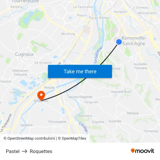 Pastel to Roquettes map