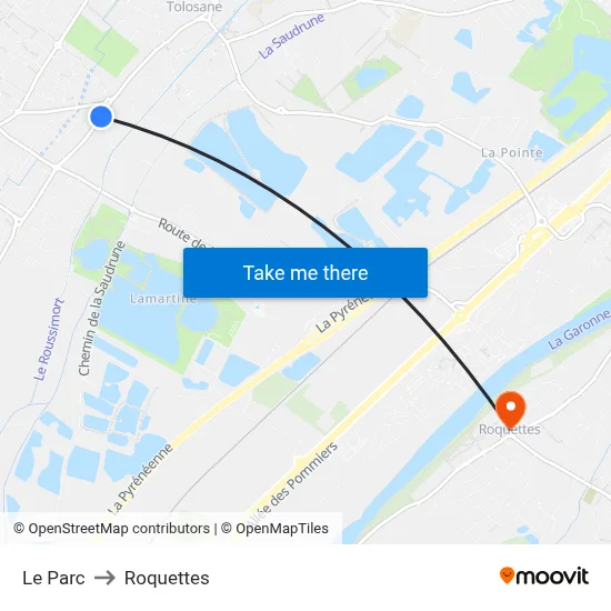 Le Parc to Roquettes map