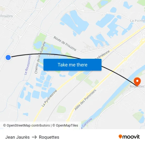 Jean Jaurès to Roquettes map