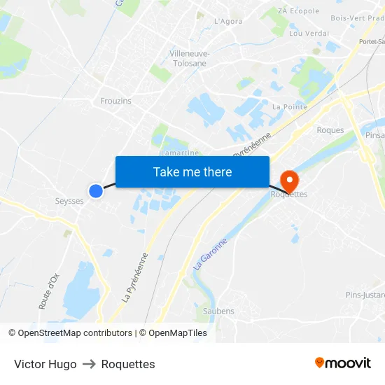 Victor Hugo to Roquettes map