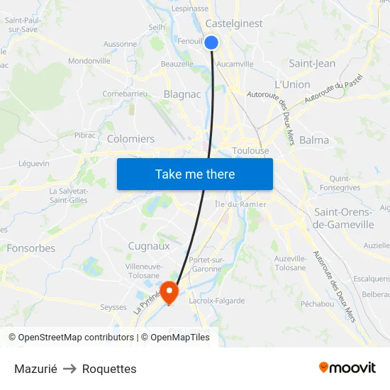 Mazurié to Roquettes map