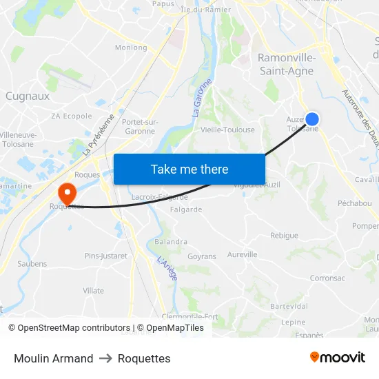 Moulin Armand to Roquettes map