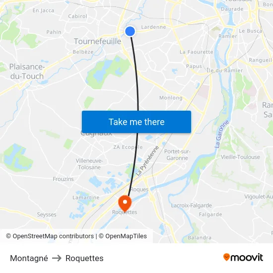 Montagné to Roquettes map