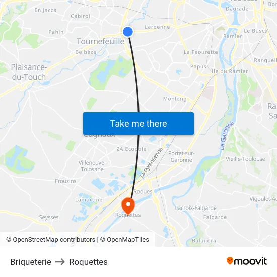 Briqueterie to Roquettes map