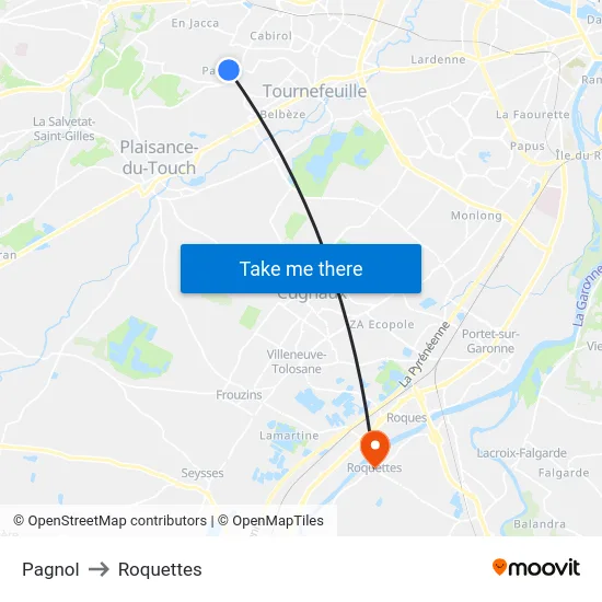 Pagnol to Roquettes map