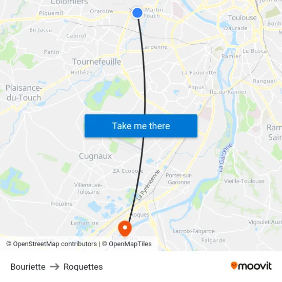 Bouriette to Roquettes map