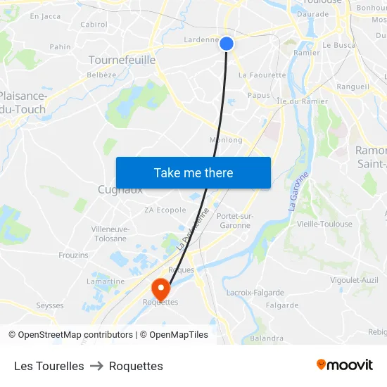 Les Tourelles to Roquettes map