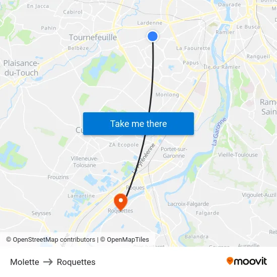 Molette to Roquettes map