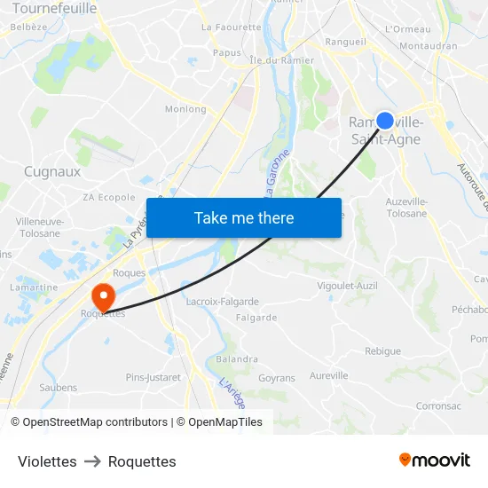 Violettes to Roquettes map