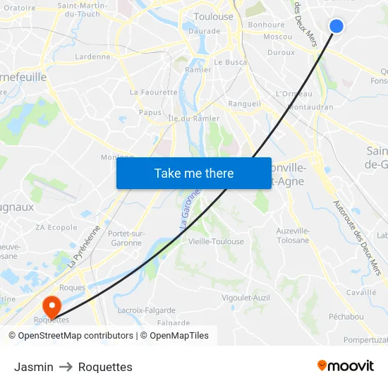 Jasmin to Roquettes map