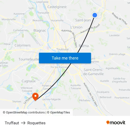 Truffaut to Roquettes map